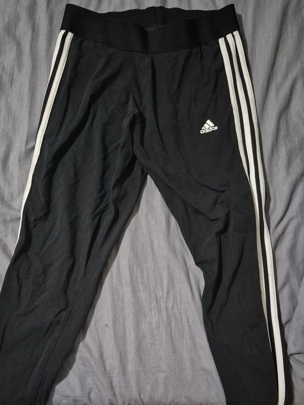 adidas Black Leggings with White Triple Stripes